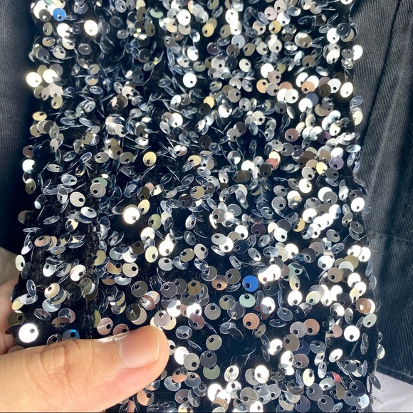 Party Wear Sequin Denim Jacket for Women, Black - Picture 4 of 7